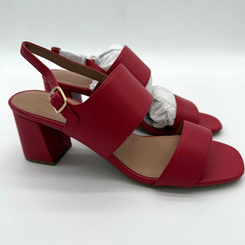 Aerosoles Emmex Block Heel Comfort Dress Red Faux Leather Sandals Elegant NWB 9